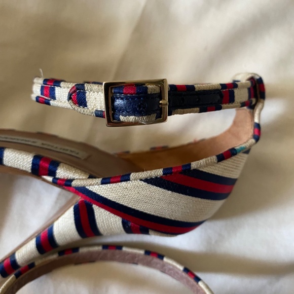 Tabitha Simmons Striped 4" High Heeled One Strap Sandals, Size 10.5 - Picture 4 of 5